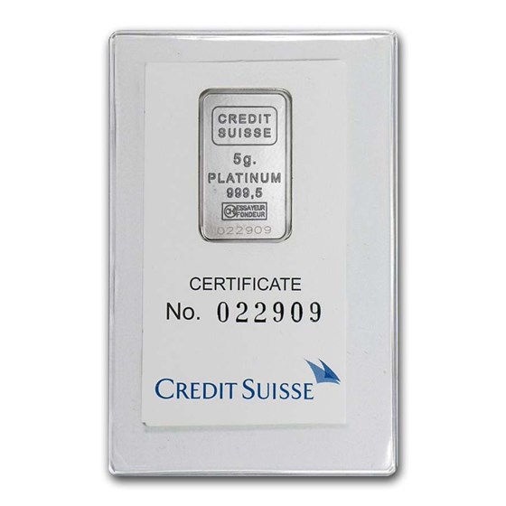 5 gram Platinum Bar - Credit Suisse (In Assay) 5 gram Platinum Bar - Credit Suisse (In Assay)